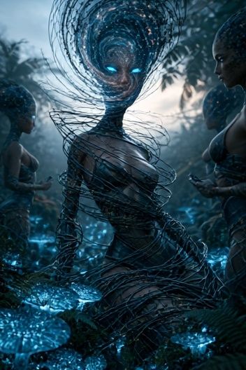 Mystic Blue Figure Digital Art Poster. poster — illustration art