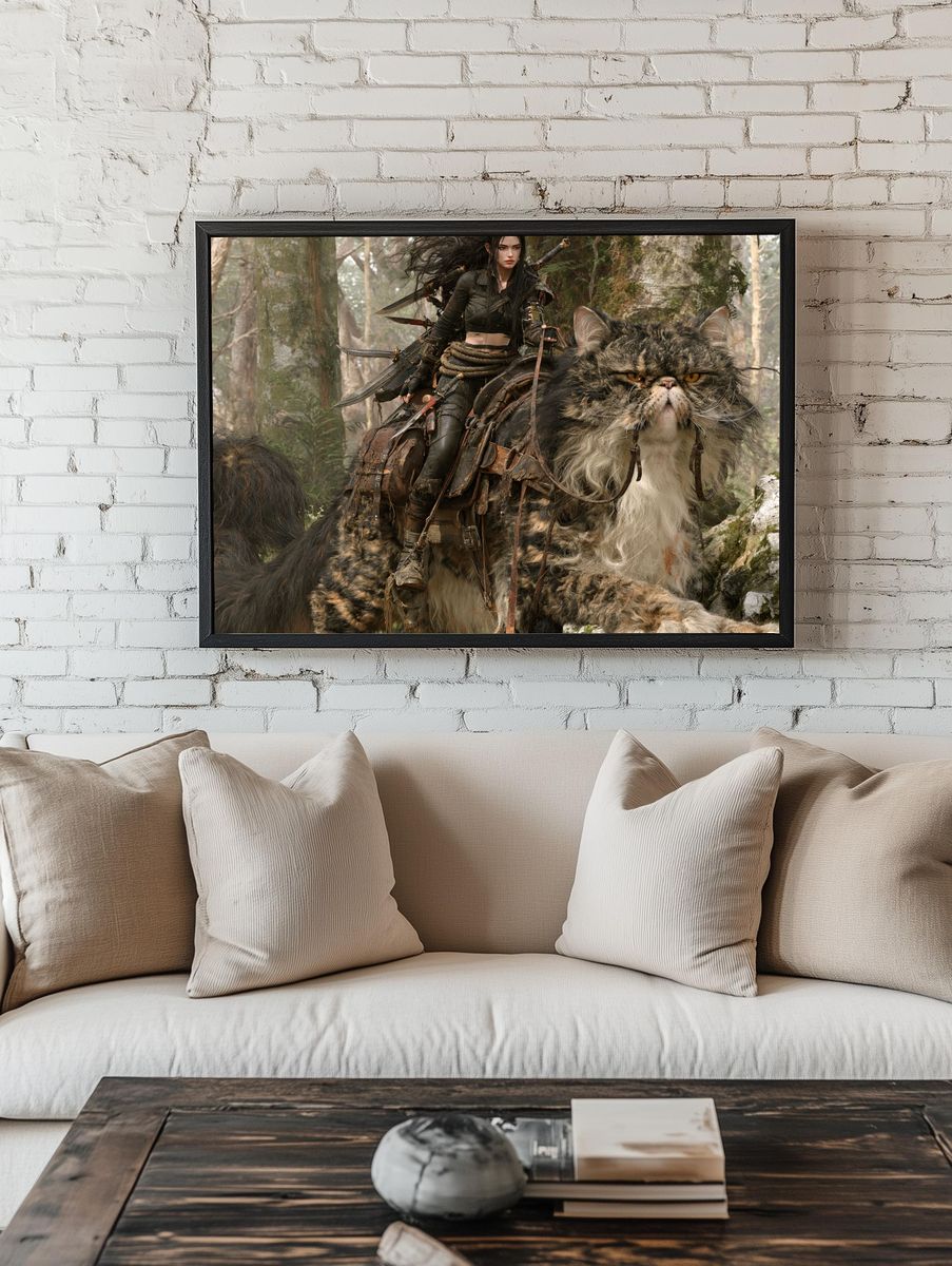 Fantasy Rider on Giant Cat Poster. — room view 1
