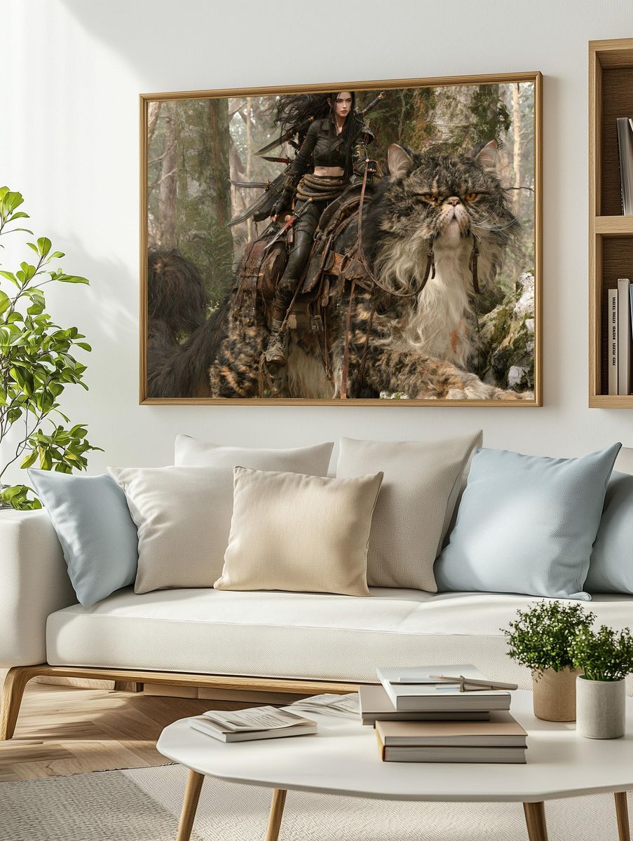 Fantasy Rider on Giant Cat Poster. — room view 2