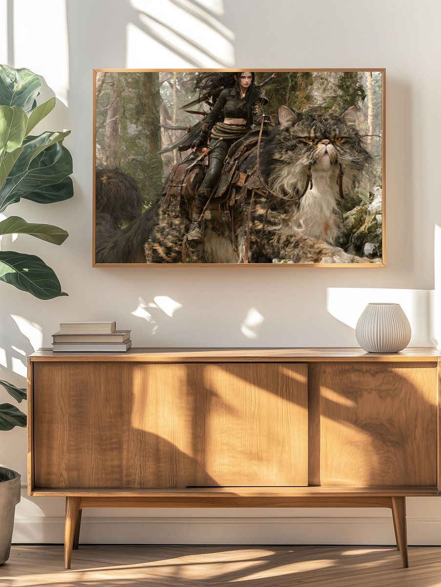 Fantasy Rider on Giant Cat Poster. — room view 3