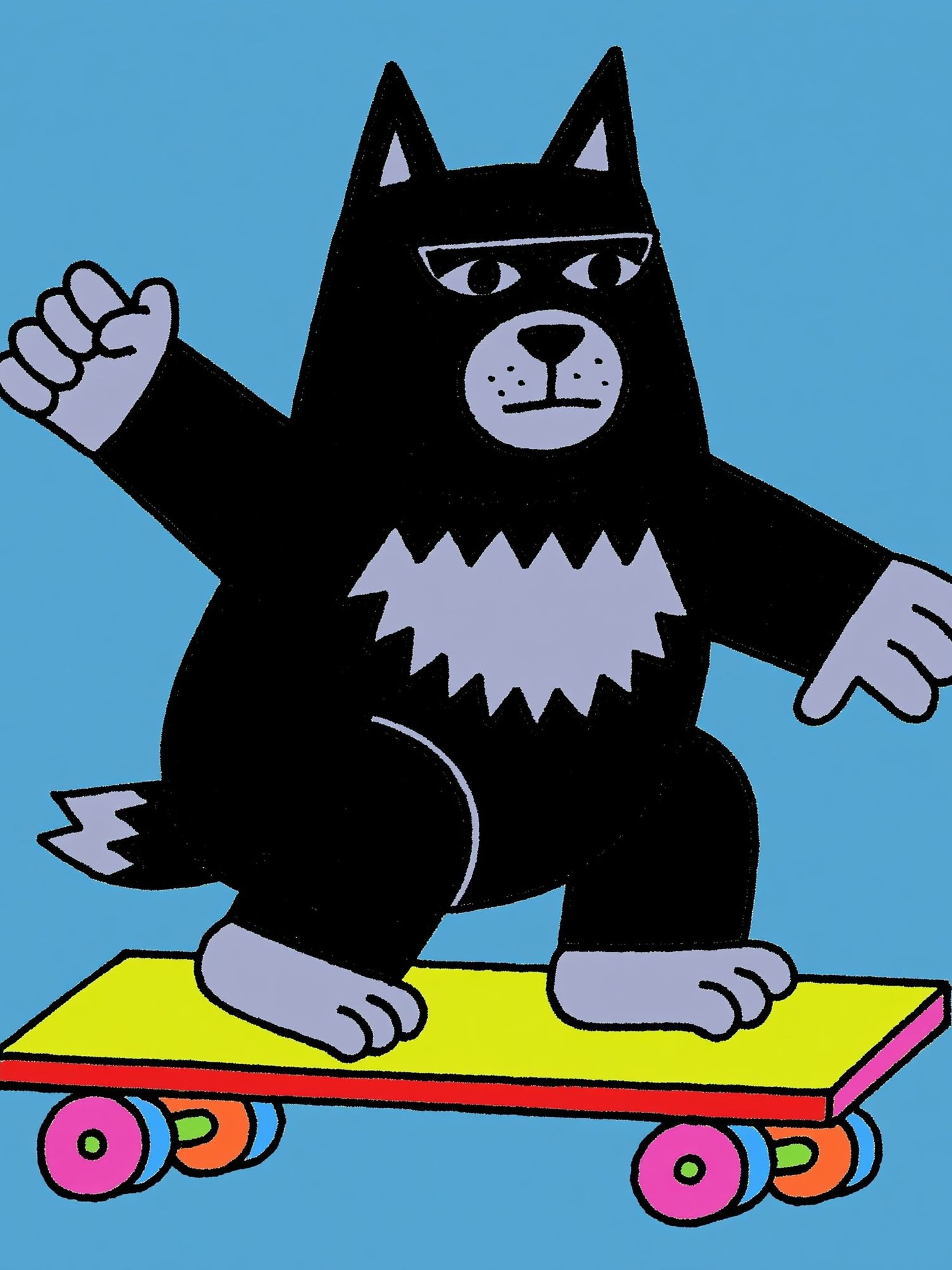 Skateboarding Cat Cartoon Poster. poster detail