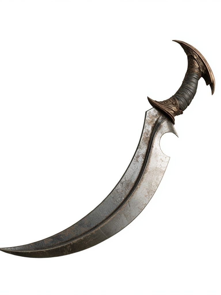 Curved Fantasy Dagger Illustration Poster. poster — illustration art