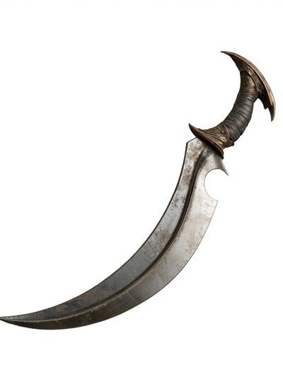 Curved Fantasy Dagger Illustration Poster.