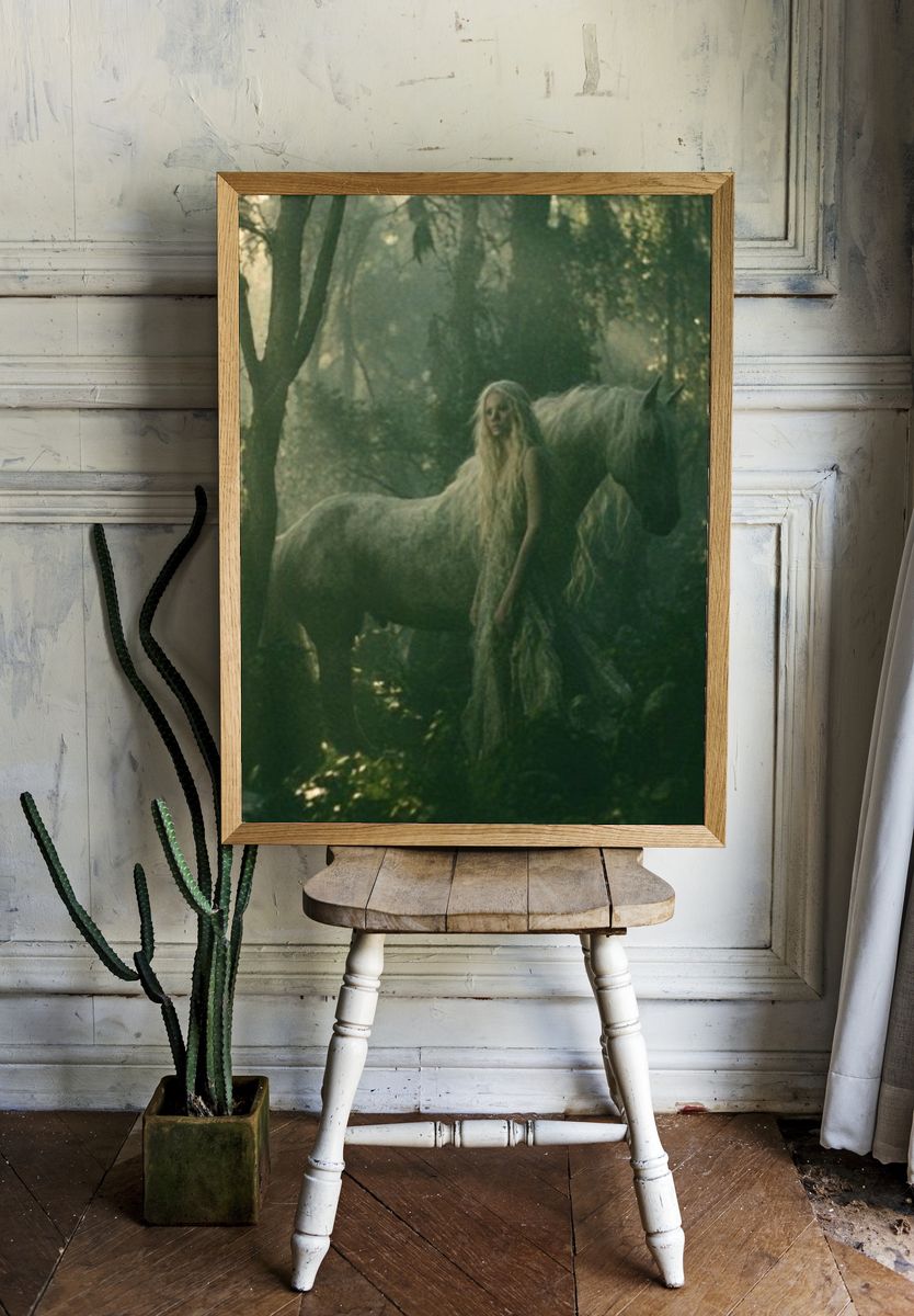 Enchanted Forest Horse Illustration Poster. room preview