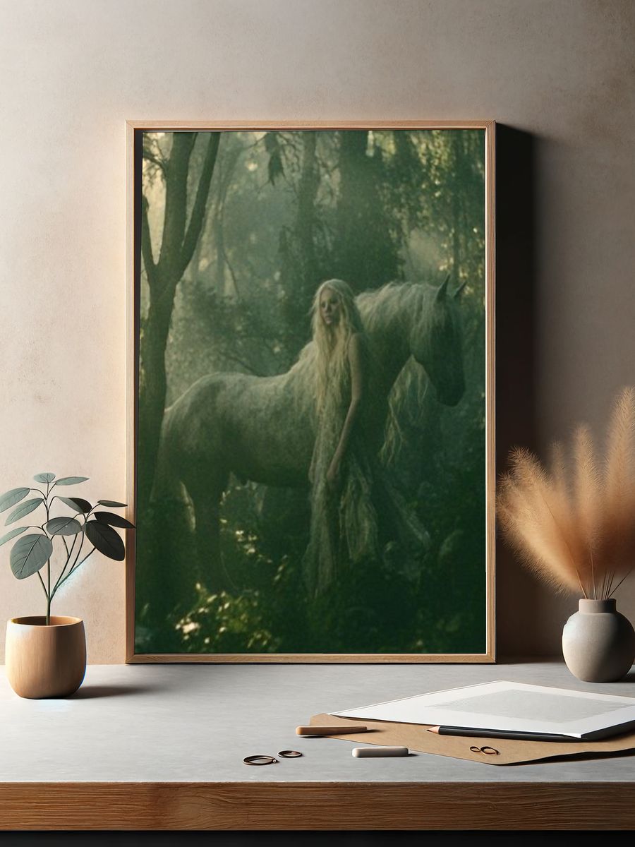 Enchanted Forest Horse Illustration Poster. — room view 2