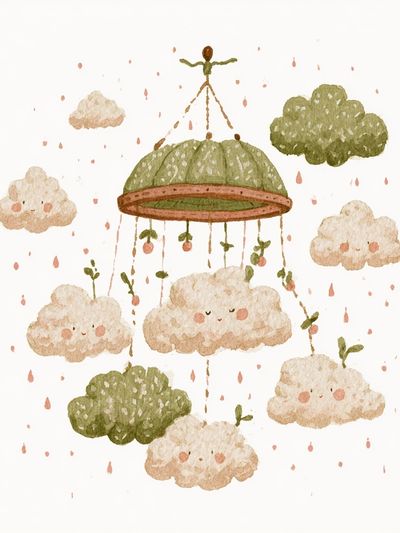 Floating Clouds Watercolor Print. poster print