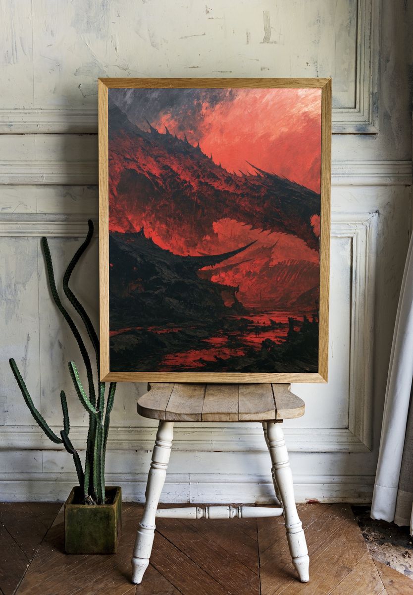 Dragon Inferno Fantasy Print. room preview