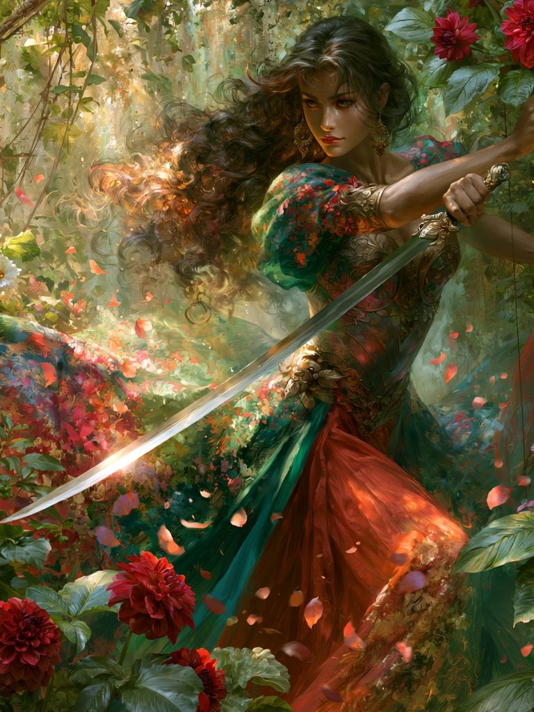 Floral Warrior Digital Art Print. poster detail