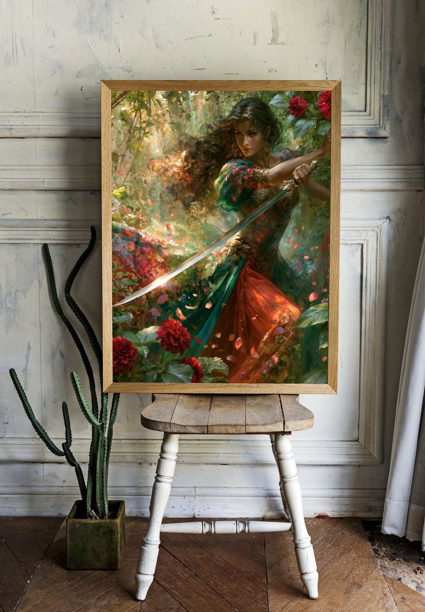 Floral Warrior Digital Art Print. — room view 1