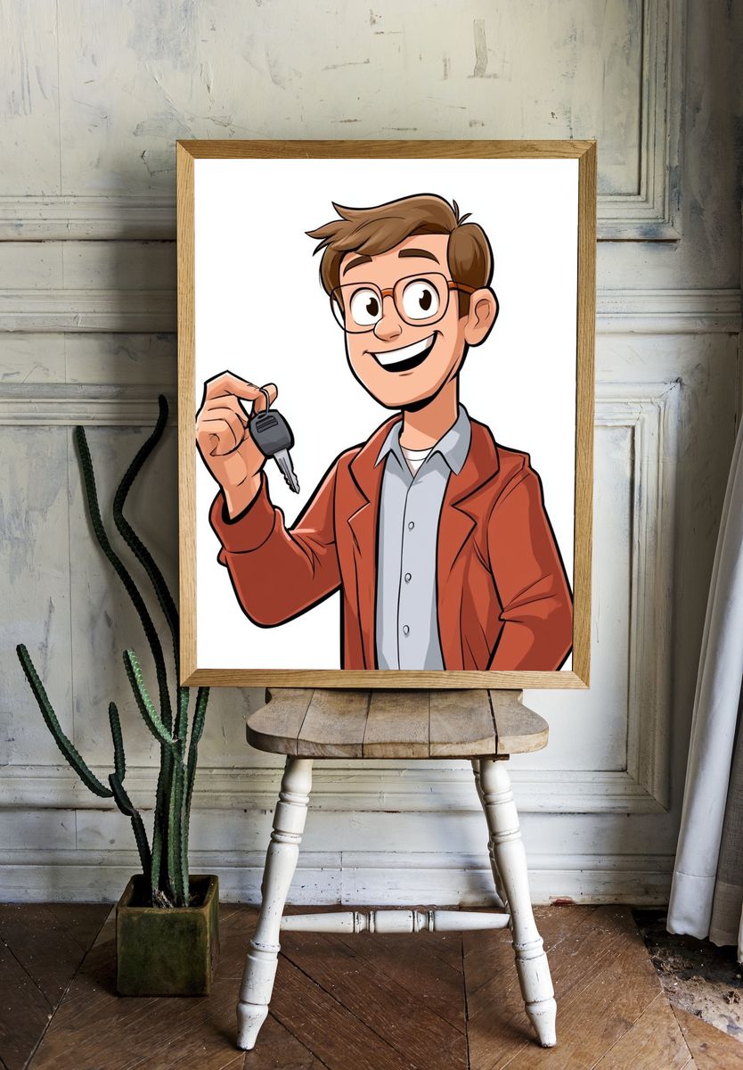Smiling Key Holder Illustration Poster. — room view 1