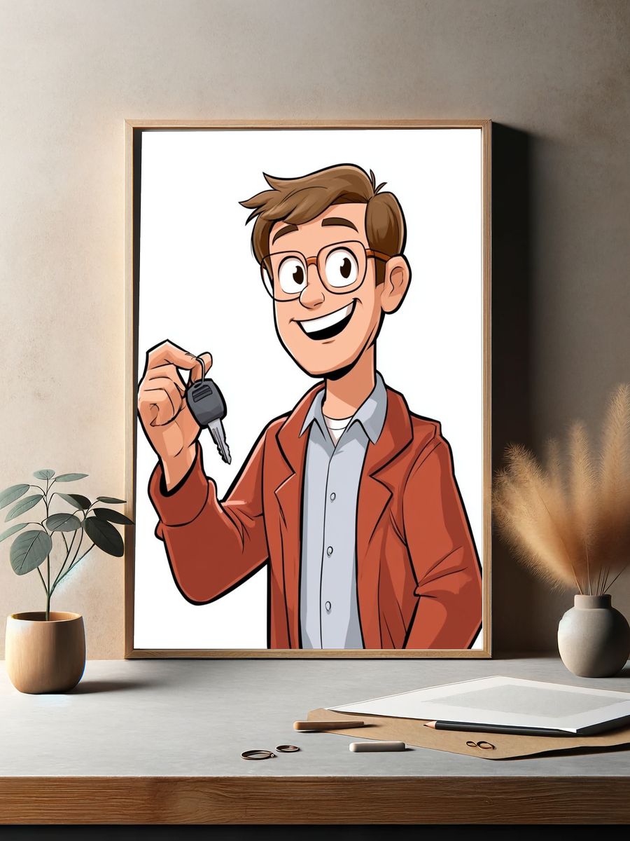 Smiling Key Holder Illustration Poster. — room view 2