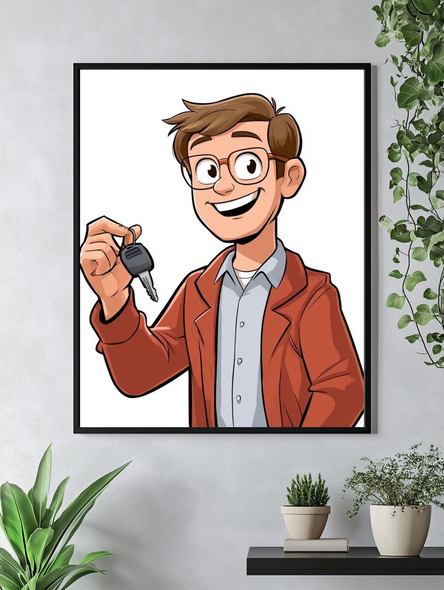 Smiling Key Holder Illustration Poster. — room view 4