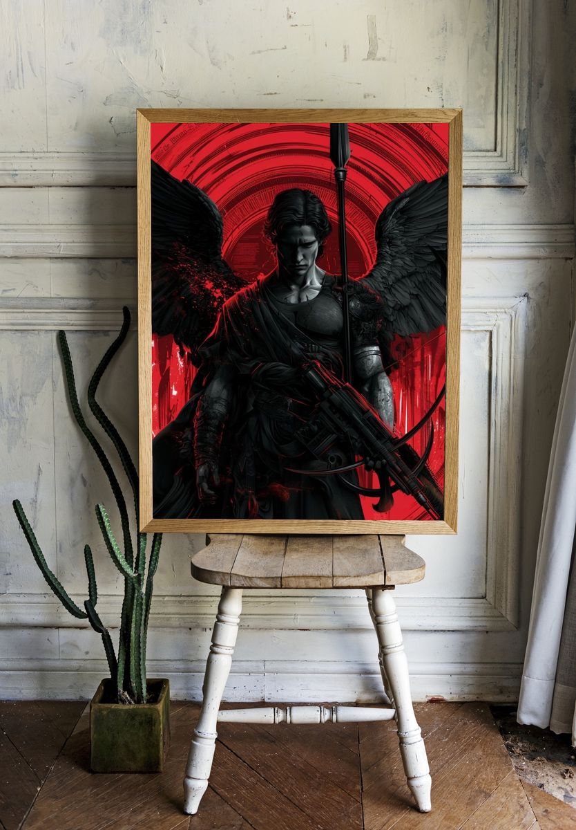 Dark Angel Warrior Illustration Poster. room preview