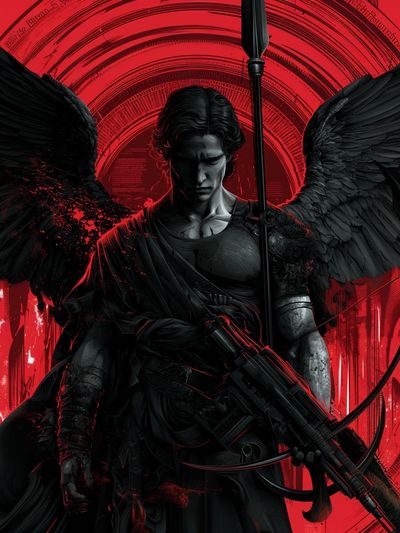 Dark Angel Warrior Illustration Poster.