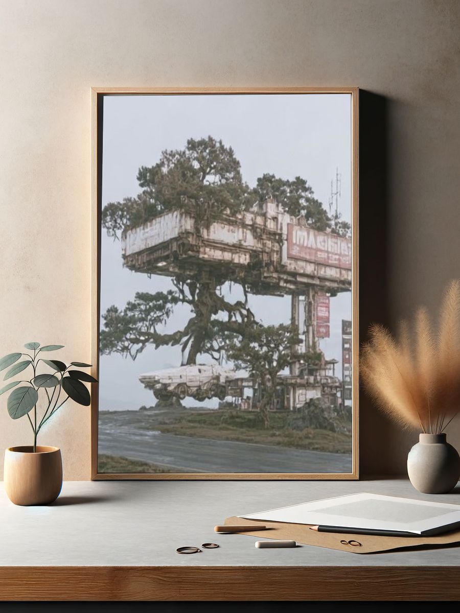 Futuristic Treehouse Ruins Poster. — room view 2