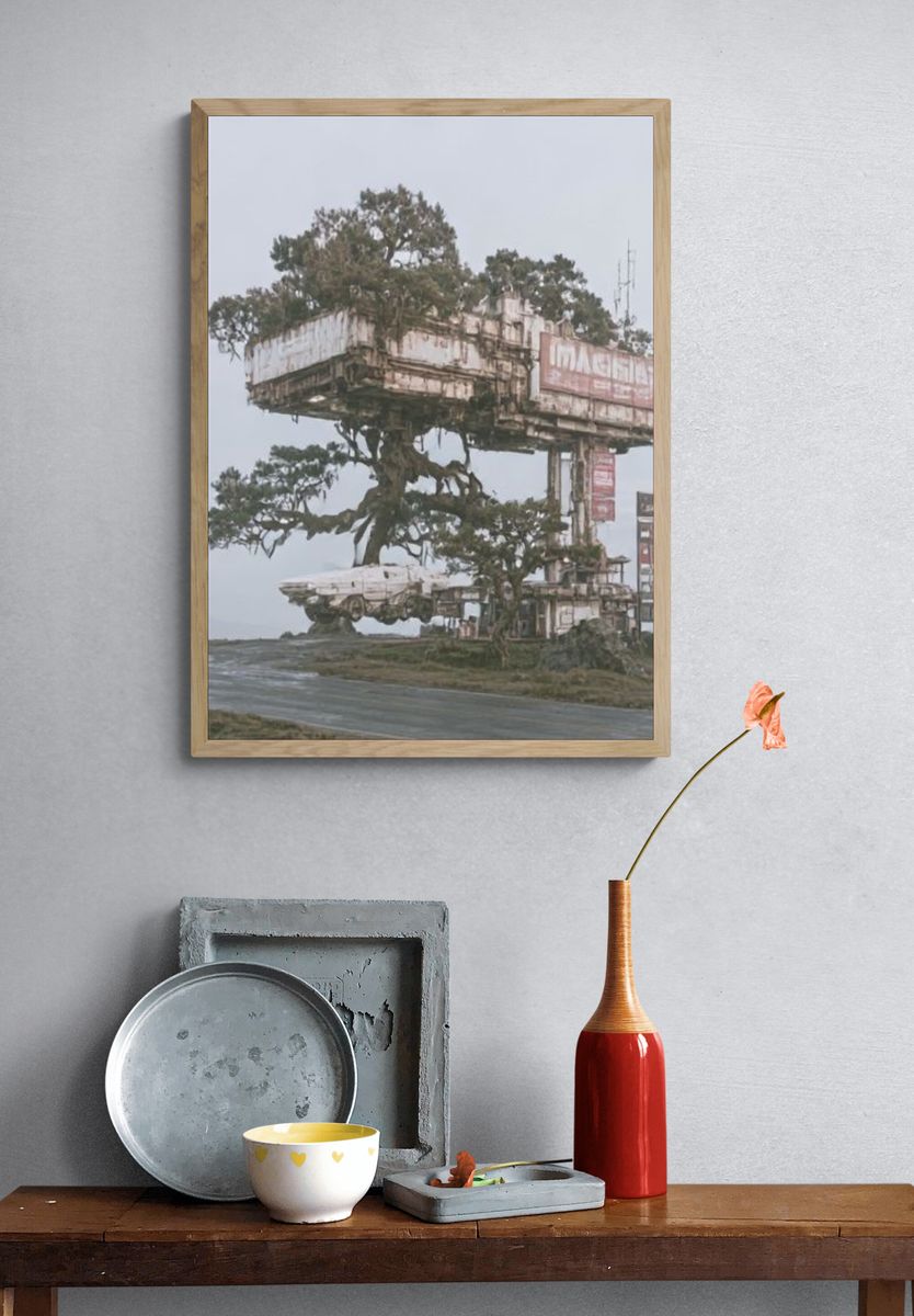 Futuristic Treehouse Ruins Poster. — room view 3