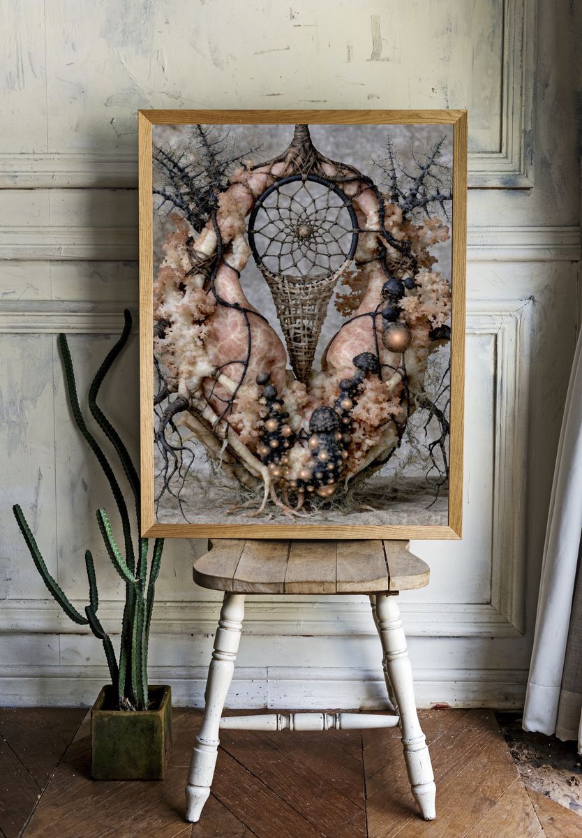 Surreal Dreamcatcher Sculpture Print. — room view 1