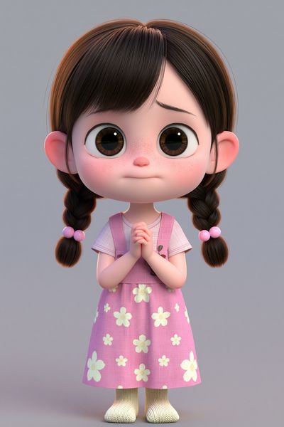 Cute Girl Character Illustration Poster. poster