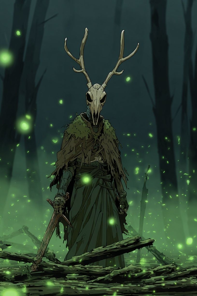 Antler Skull Forest Illustration Poster. poster — illustration art