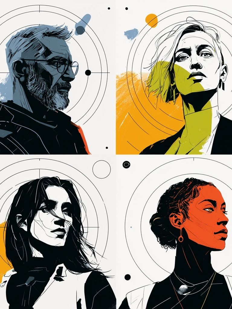 Modern Portrait Quartet Print. poster detail