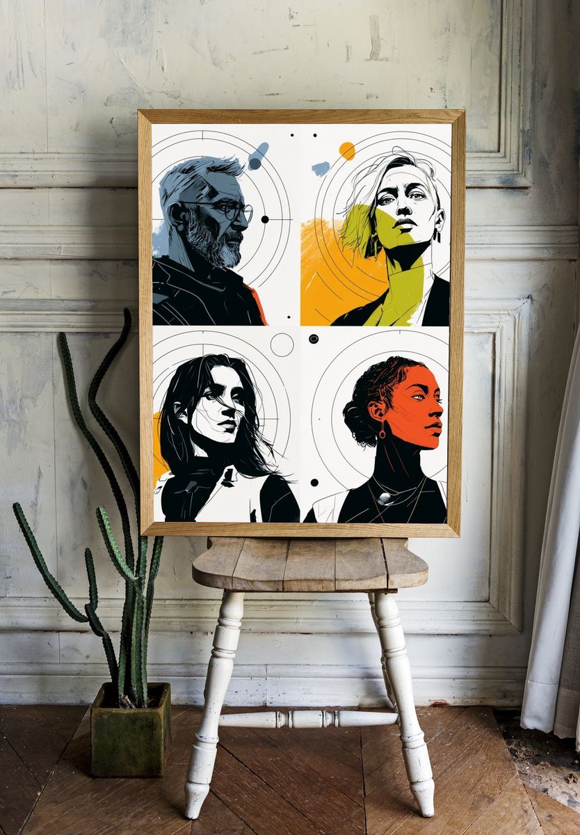 Modern Portrait Quartet Print. — room view 1