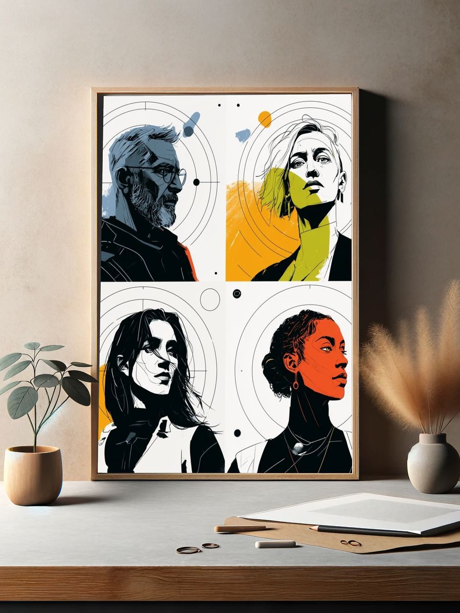 Modern Portrait Quartet Print. — room view 2