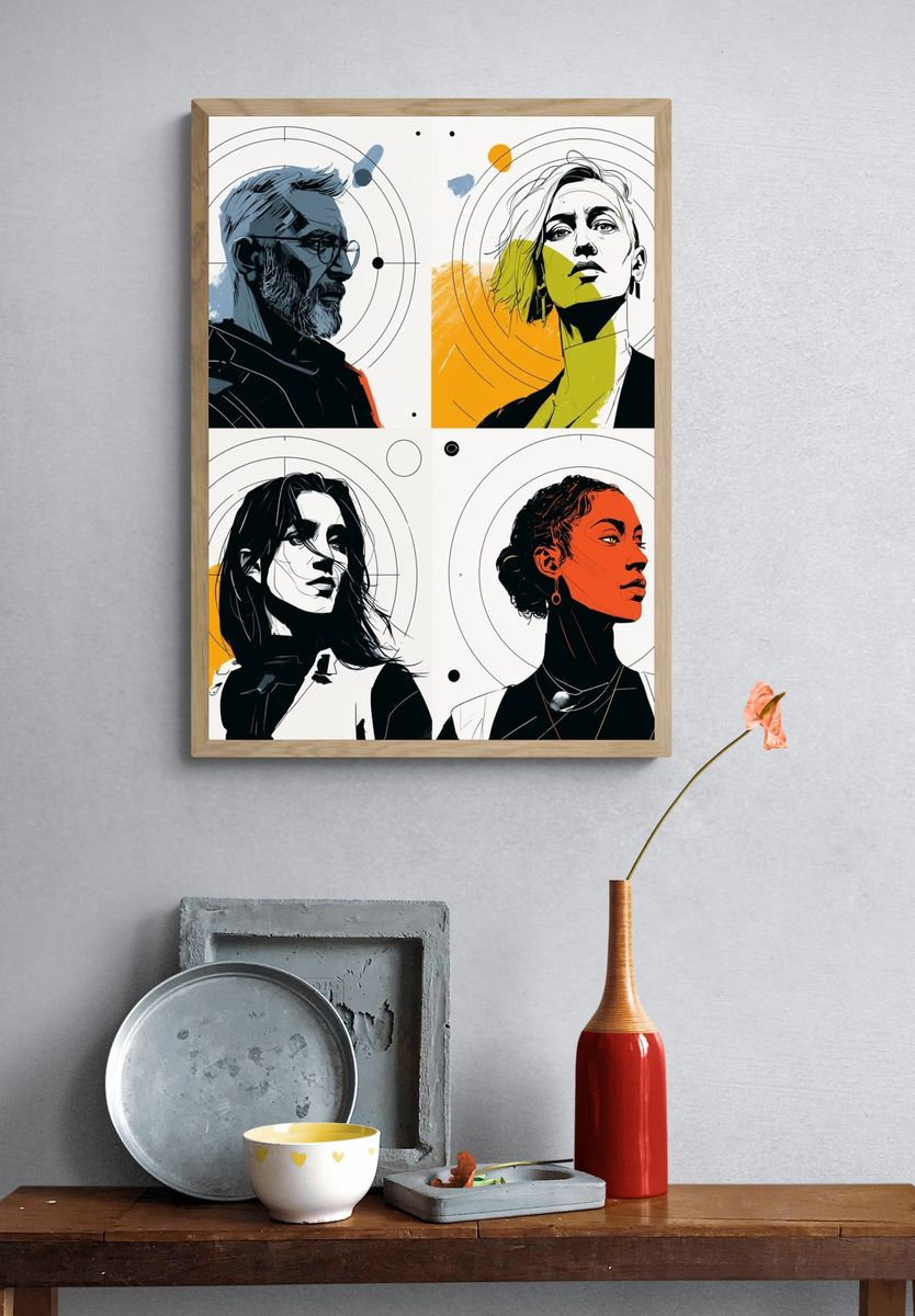 Modern Portrait Quartet Print. — room view 3