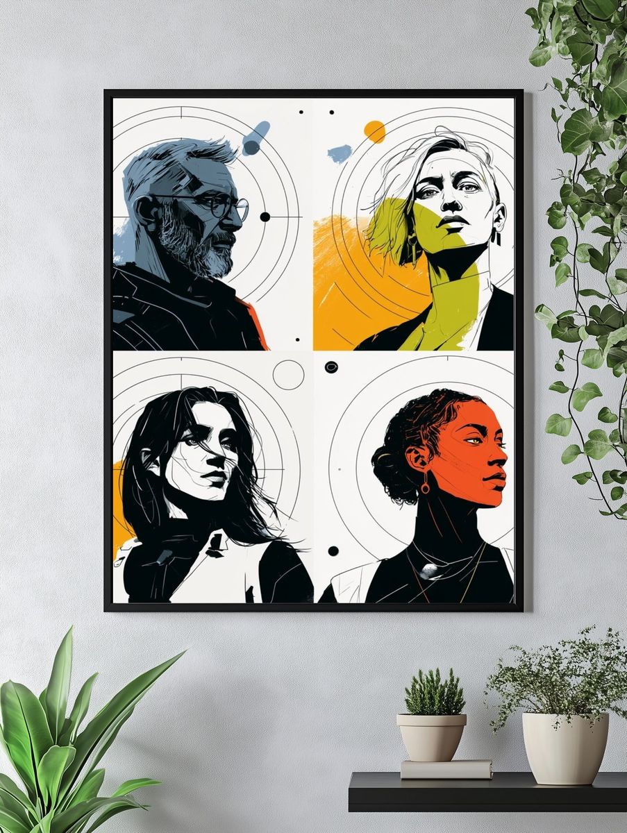 Modern Portrait Quartet Print. — room view 4