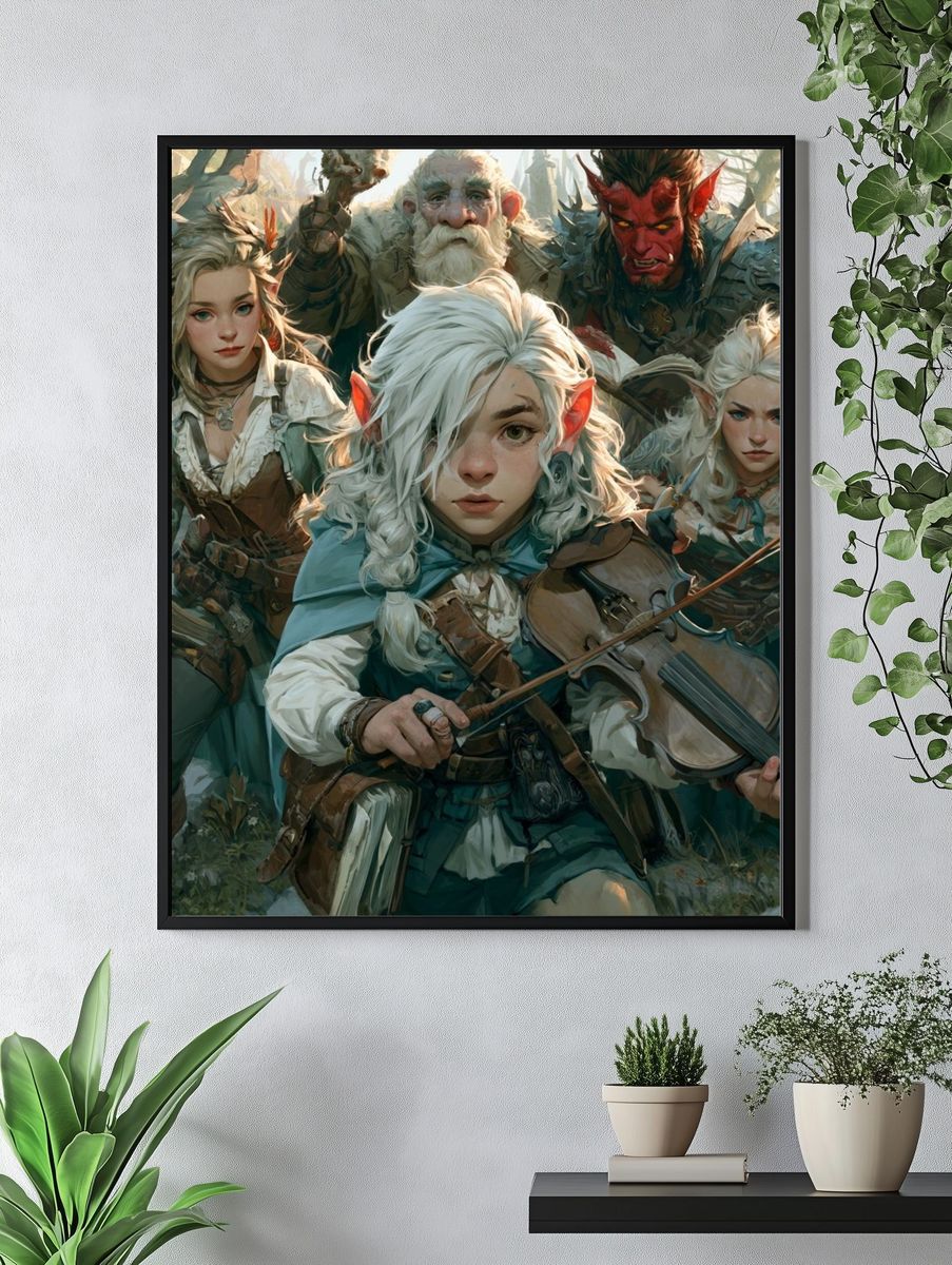 Fantasy Elf Ensemble Illustration Poster. — room view 4