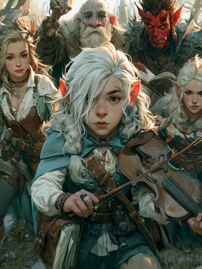 Fantasy Elf Ensemble Illustration Poster. poster