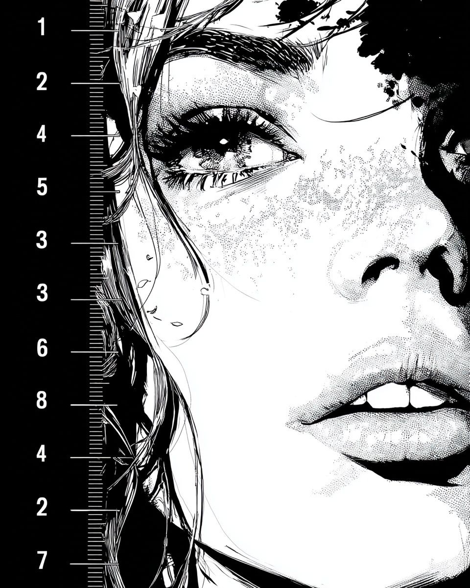 Monochrome Face Study Illustration Poster. poster detail