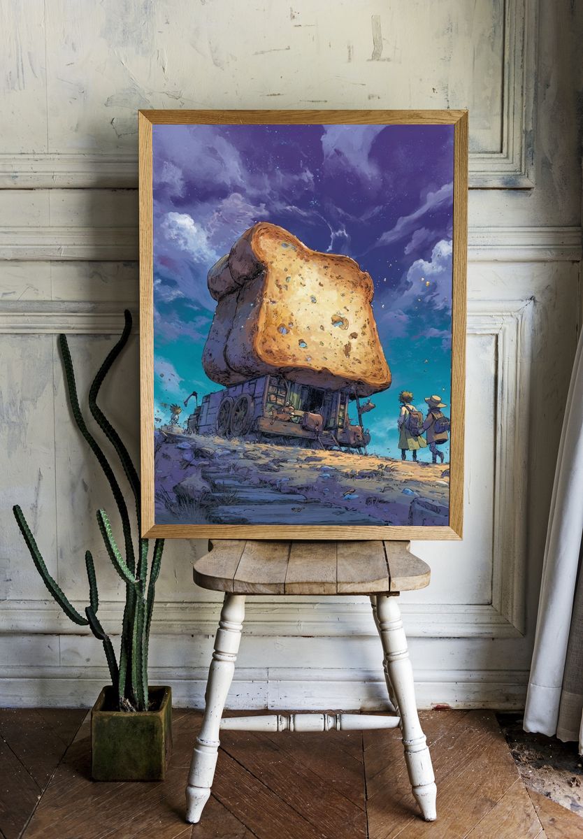 Surreal Toast Sky Illustration Print. room preview