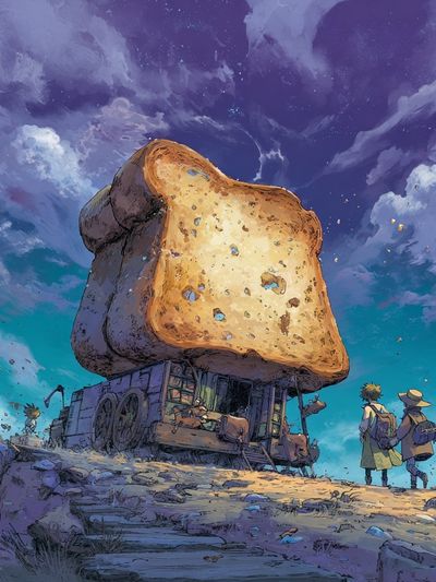 Surreal Toast Sky Illustration Print. poster print