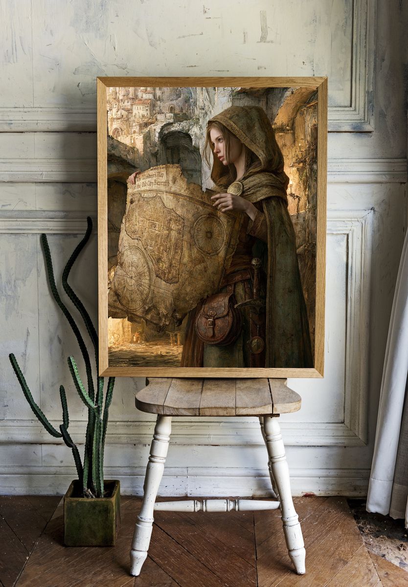 Fantasy Cartographer Portrait Poster. — room view 1