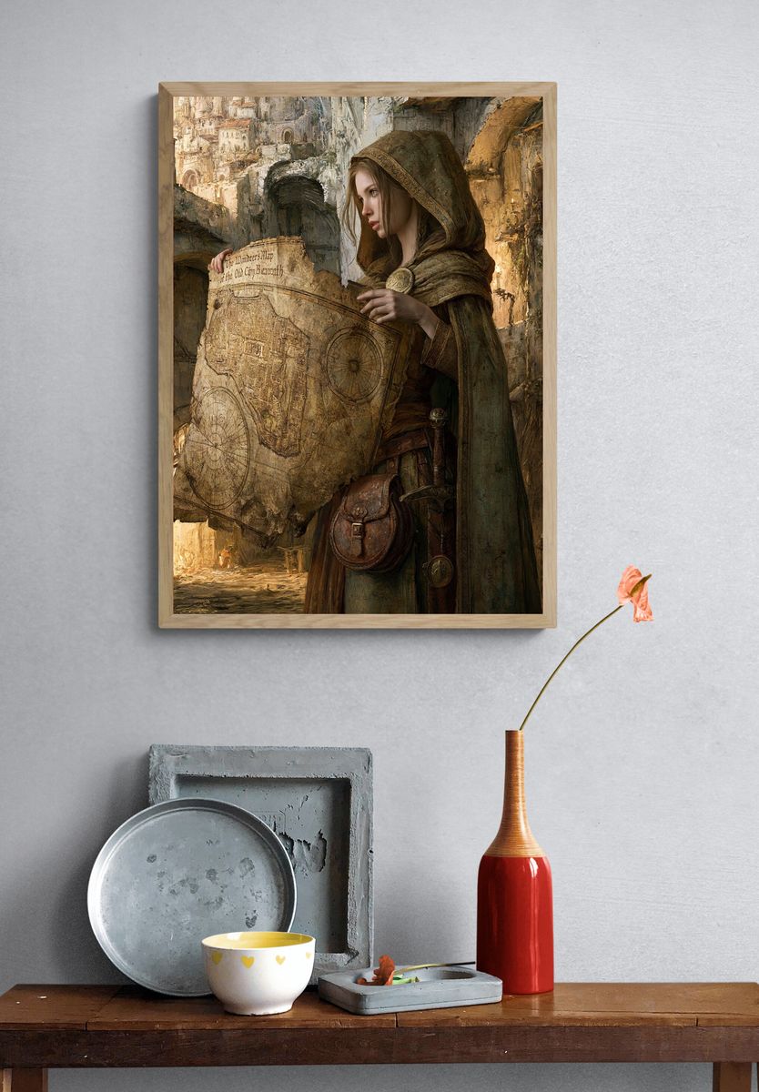Fantasy Cartographer Portrait Poster. — room view 3