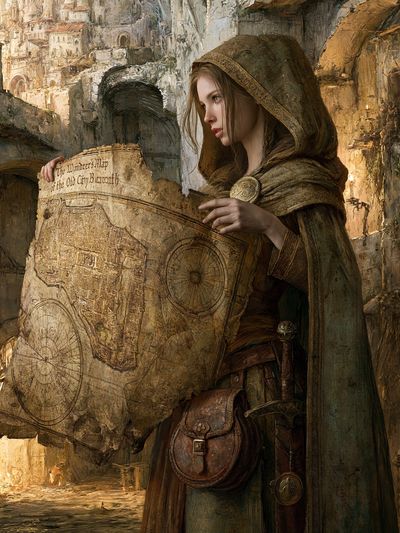 Fantasy Cartographer Portrait Poster. poster print