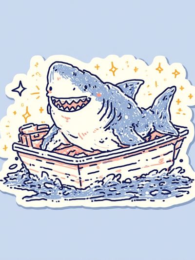 Shark Bath Time Illustration Poster. poster print
