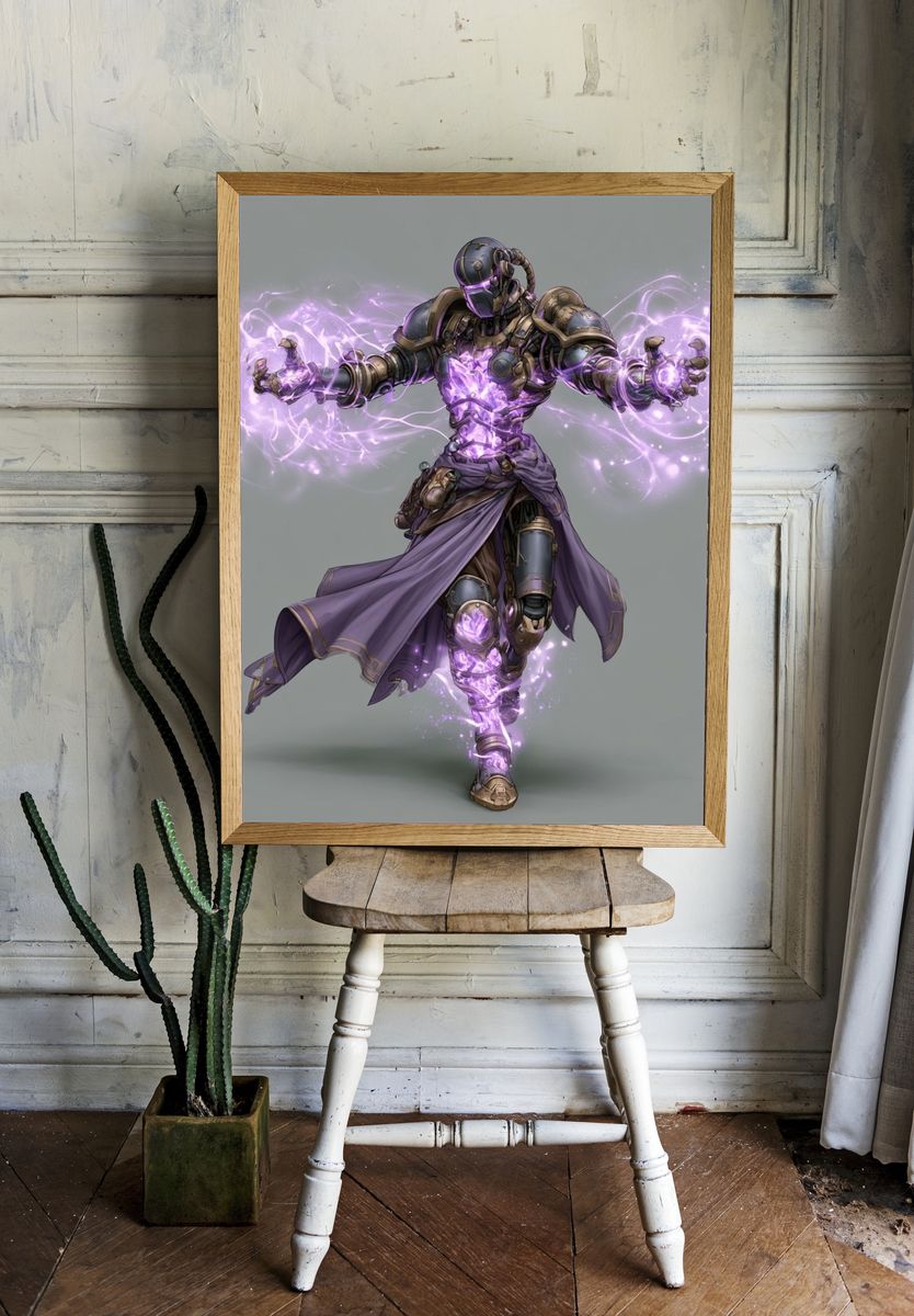 Arcane Cyber Warrior Illustration Poster. room preview