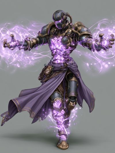 Arcane Cyber Warrior Illustration Poster. poster