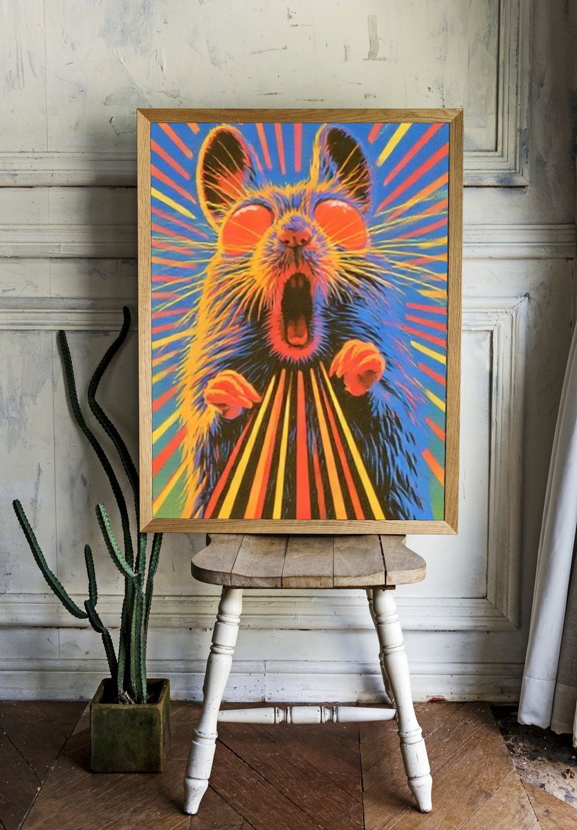 Psychedelic Rat Illustration Poster. — room view 1