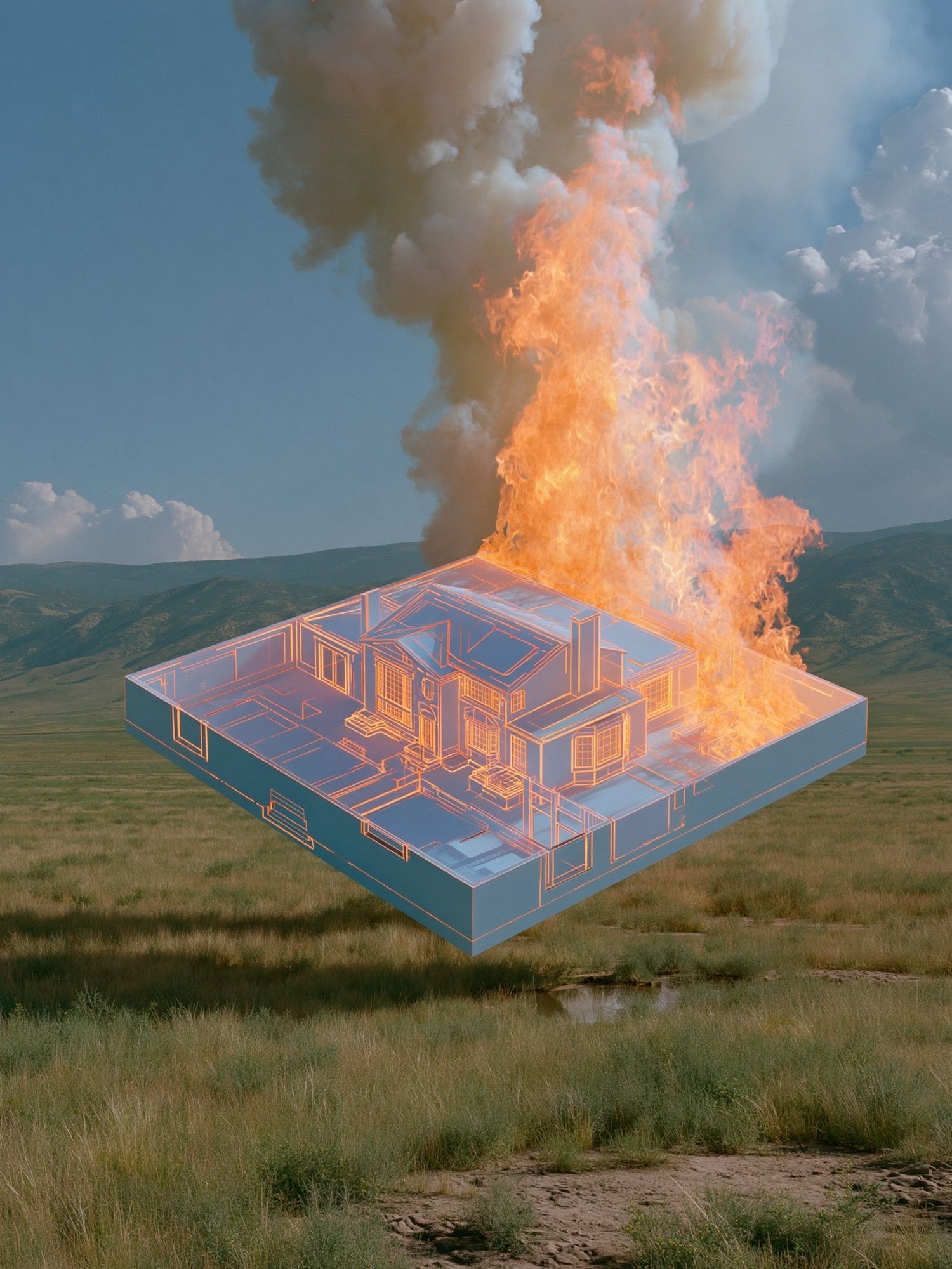 Burning House Blueprint Print. poster detail