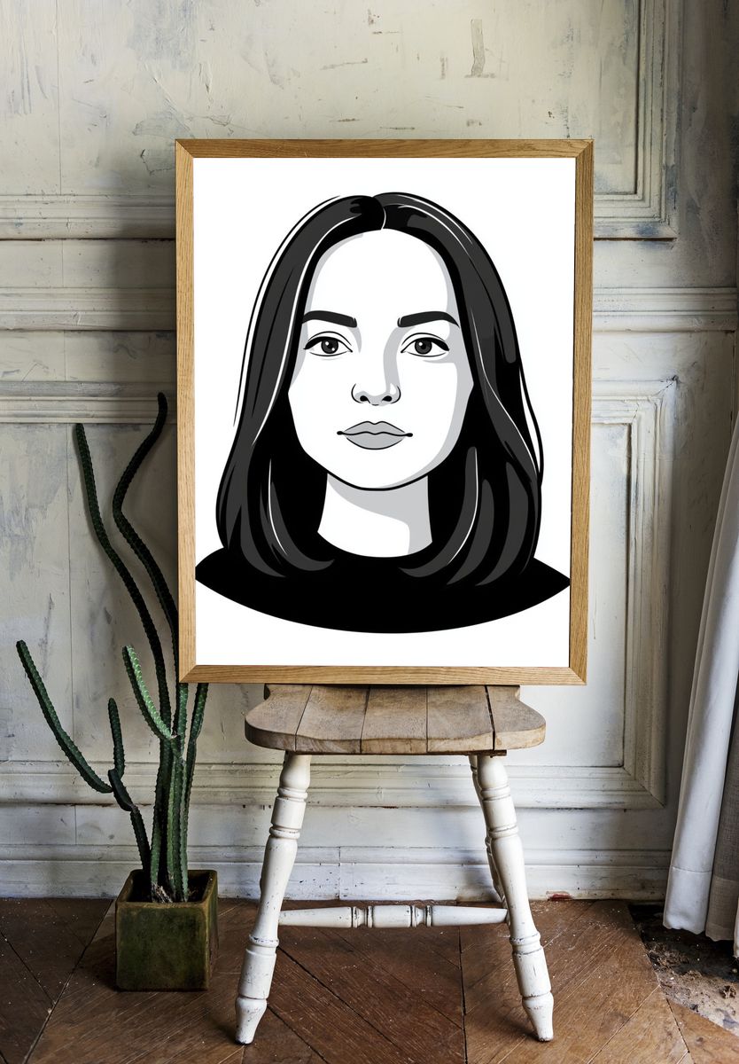 Monochrome Woman Portrait Print. — room view 1