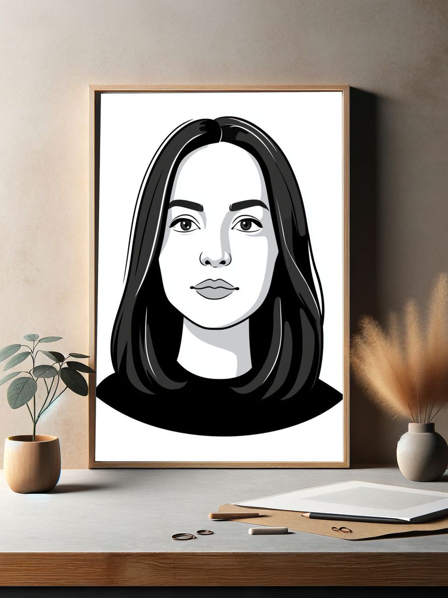 Monochrome Woman Portrait Print. — room view 2