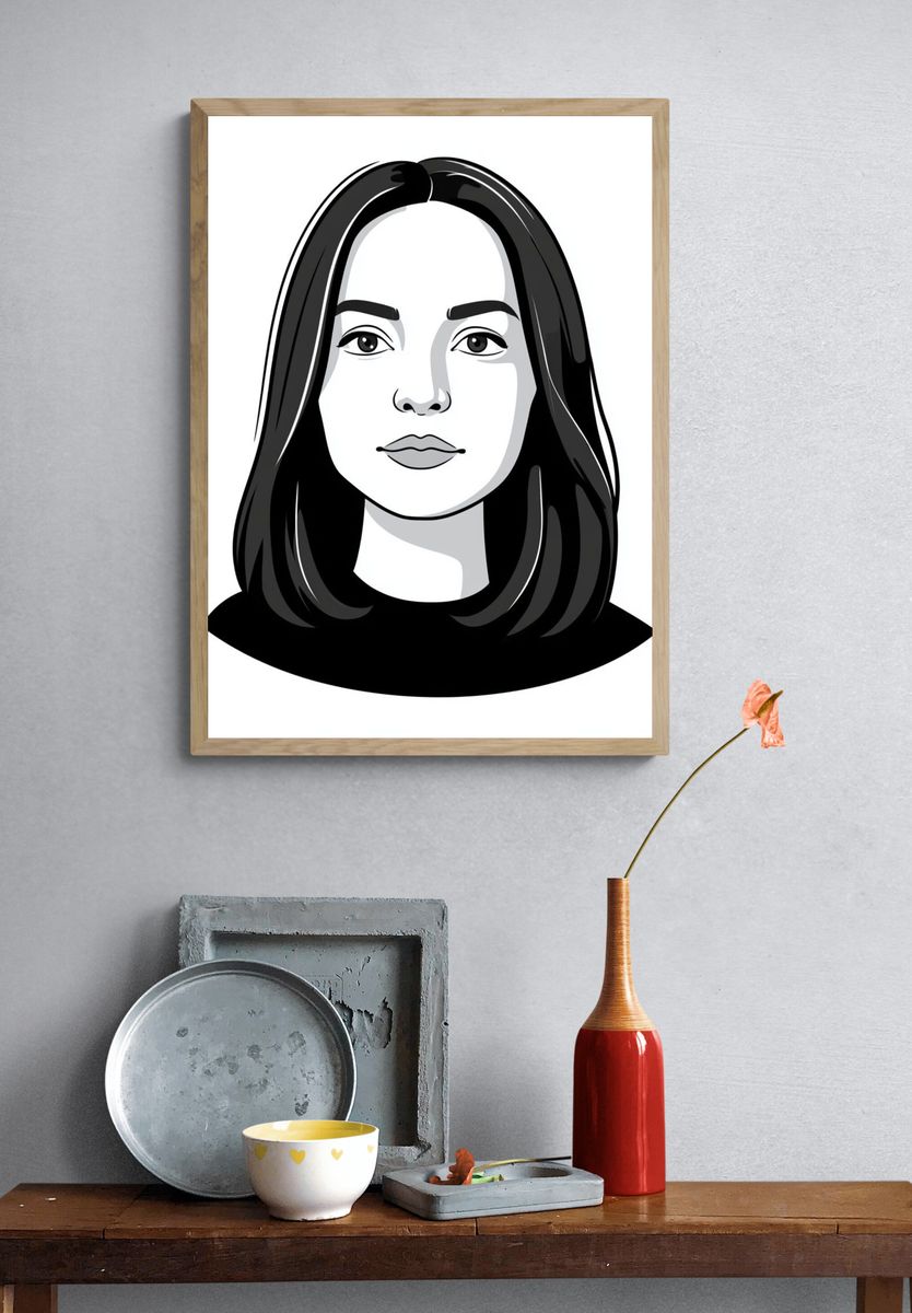 Monochrome Woman Portrait Print. — room view 3