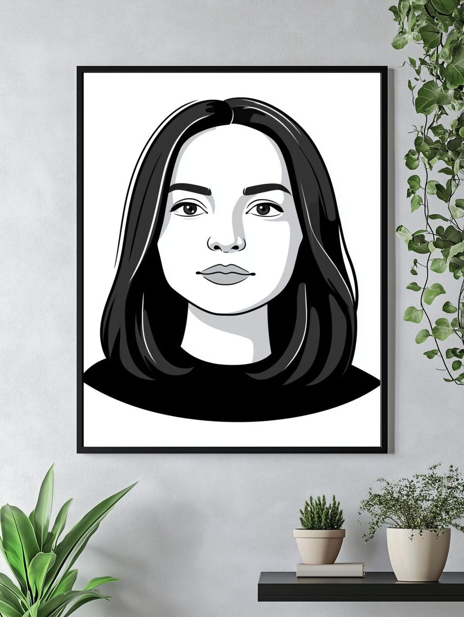 Monochrome Woman Portrait Print. — room view 4