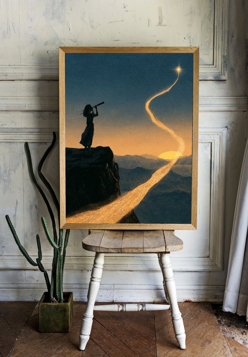 Stargazer Mountain Silhouette Poster. — room view 1