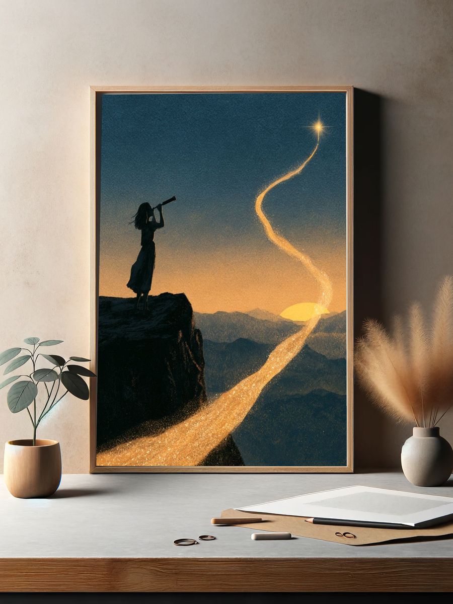 Stargazer Mountain Silhouette Poster. — room view 2