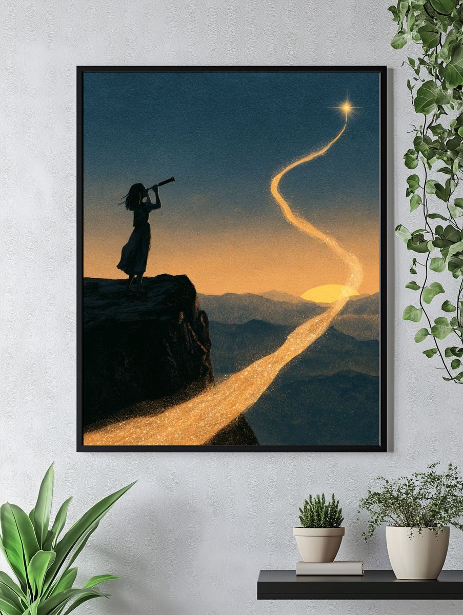 Stargazer Mountain Silhouette Poster. — room view 4