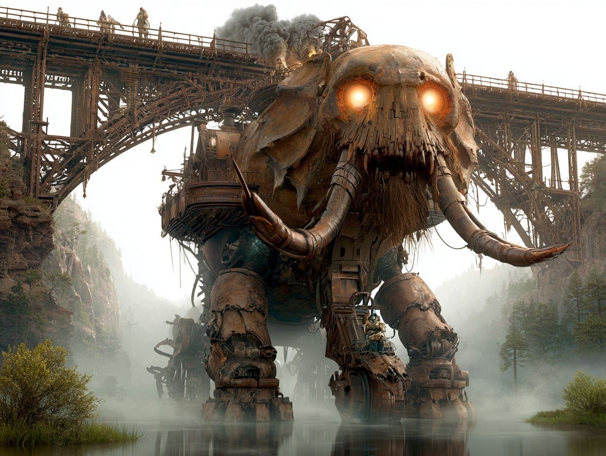 Mechanical Mammoth Fantasy Print. poster — illustration art