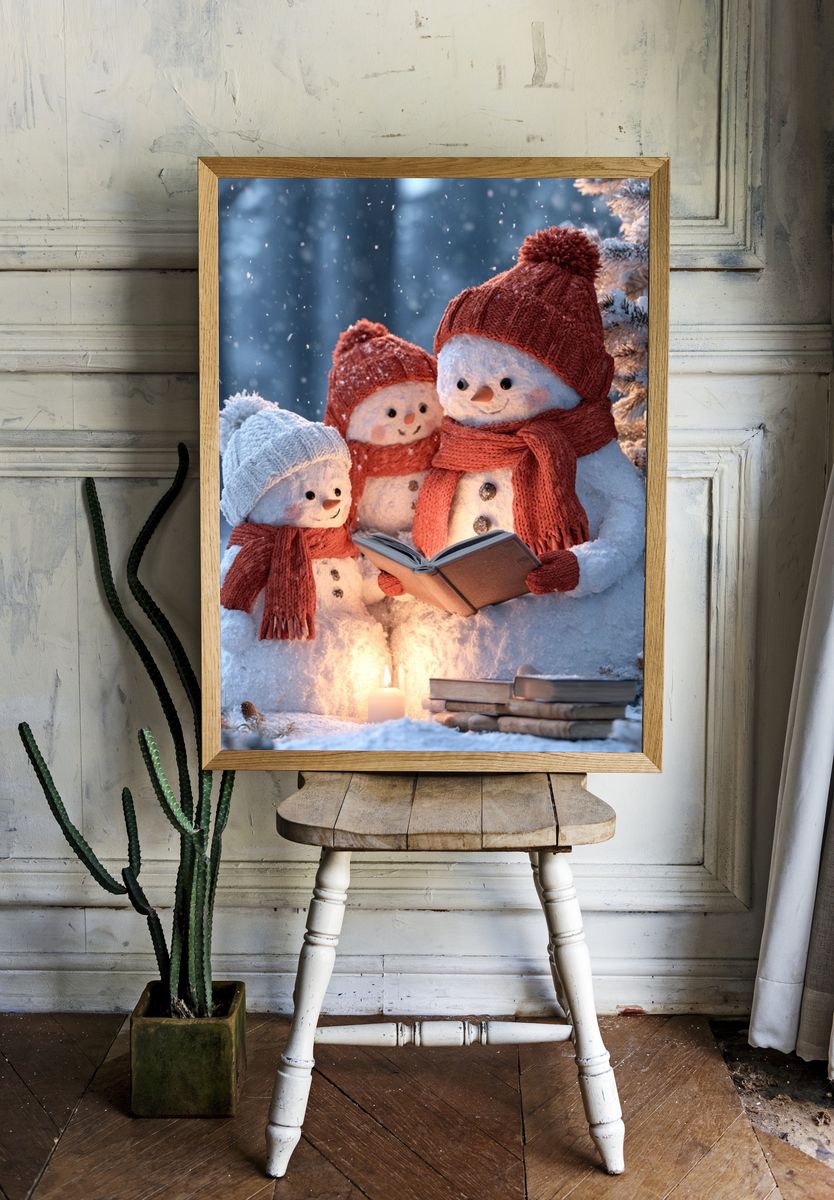 Snowman Family Reading Poster. room preview